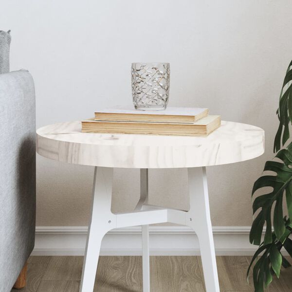 vidaXL Dessus de table rond blanc &Oslash;40x3 cm bois de pin massif