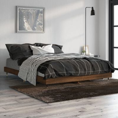 vidaXL Cadre de lit chêne marron 140x190 cm bois d'ingénierie