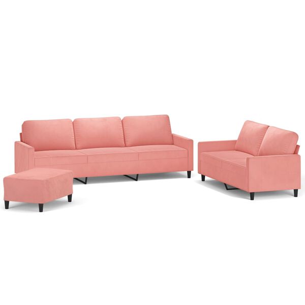 vidaXL Ensemble de canap&eacute;s 3 pcs avec coussins Rose Velours