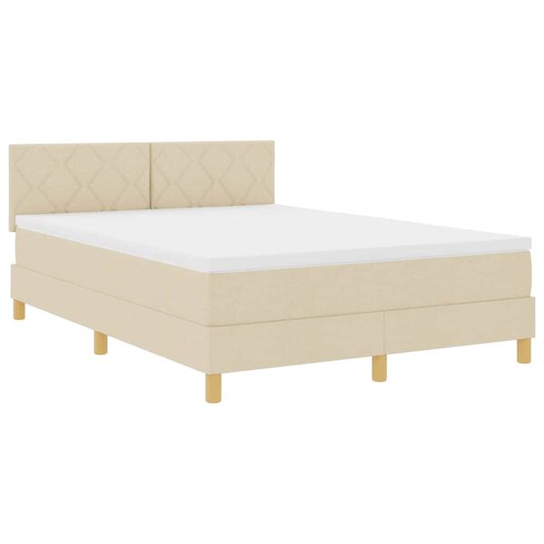 vidaXL Lit à ressorts avec matelas Crème 160 x 200 cm tissu