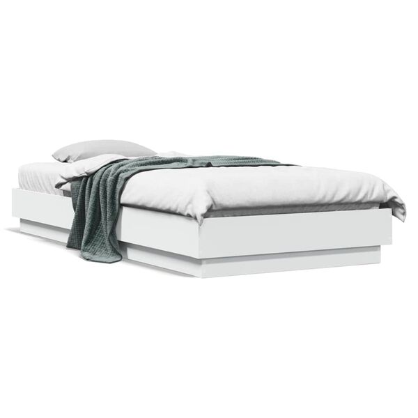 vidaXL Cadre de lit sans matelas avec lumi&egrave;res LED blanc 90x200 cm