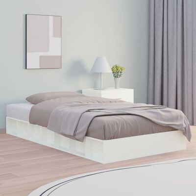 vidaXL Cadre de lit Blanc 90x190 cm Simple Bois massif