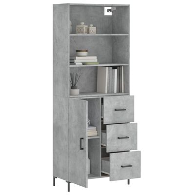 vidaXL Buffet haut Gris béton 69,5x34x180 cm Bois d'ingénierie