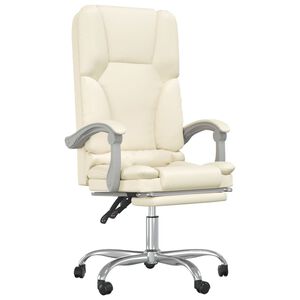 vidaXL Fauteuil de massage inclinable de bureau Cr&egrave;me Similicuir