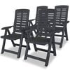 vidaXL Chaises pliantes inclinables, lot de 4, en plastique anthracite