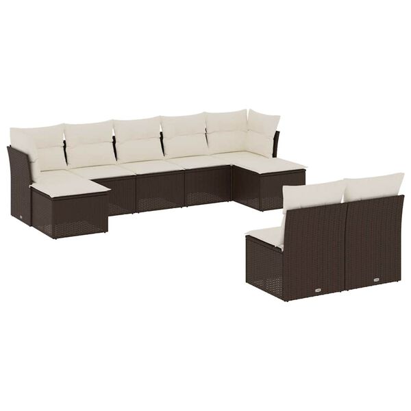 vidaXL Salon de jardin avec coussins 9 pcs marron r&eacute;sine tress&eacute;e