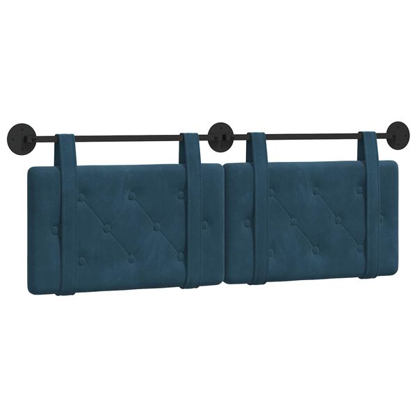 vidaXL T&ecirc;te de lit suspendue Bleu 150 x 55 x 5 cm Velours