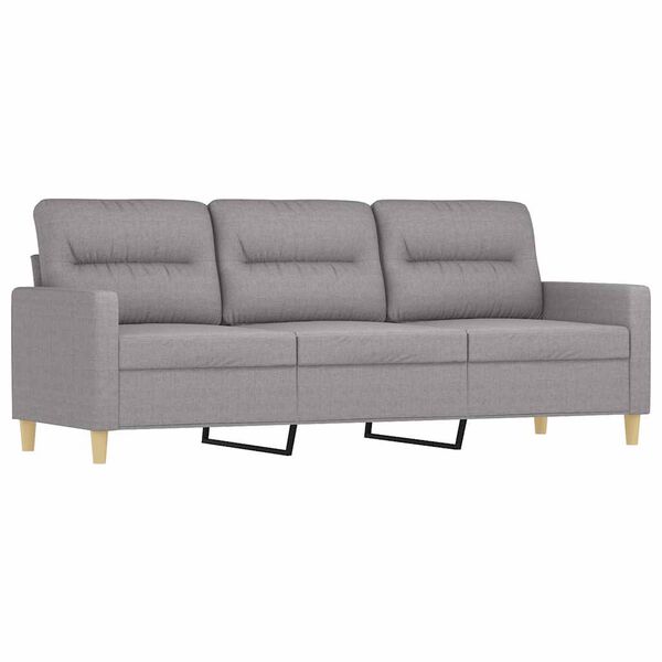 vidaXL Canap&eacute; 3 places et oreillers et coussins Gris clair 180cm Tissu