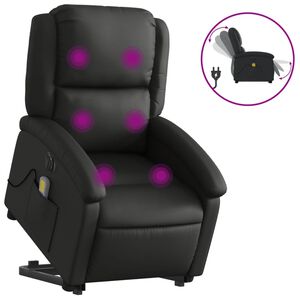 vidaXL Fauteuil inclinable de massage &eacute;lectrique noir cuir v&eacute;ritable
