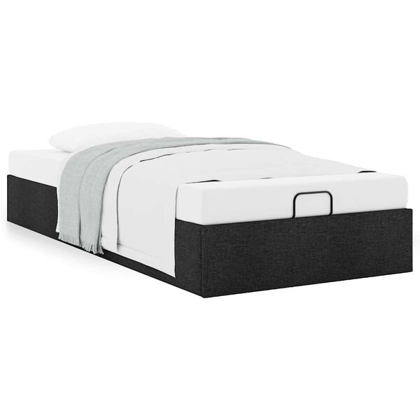 vidaXL Cadre de lit ottoman sans matelas noir 100x200 cm tissu