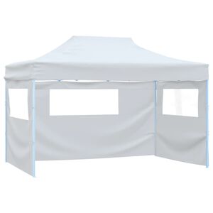 vidaXL Tente pliable de r&eacute;ception avec 3 parois 291x413x315 cm Blanc