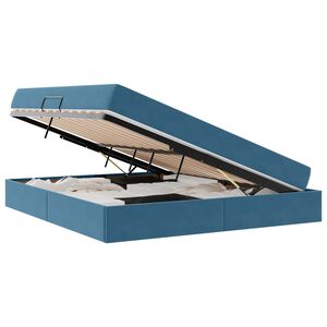 vidaXL Lit avec rangement et matelas Bleu fonc&eacute; 180 x 200 cm Velours