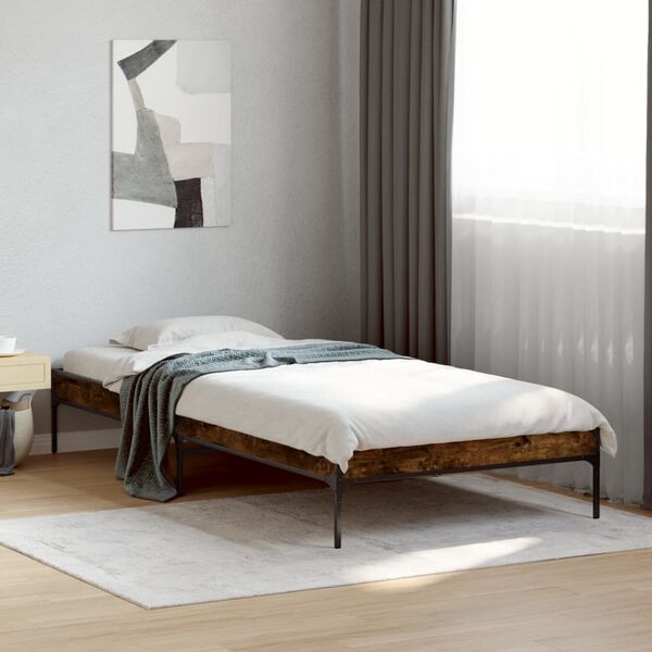 vidaXL Cadre de lit sans matelas ch&ecirc;ne fum&eacute; 90x200 cm