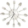 vidaXL Horloge murale et cuill&egrave;re et fourchette Argent&eacute; 31cm Aluminium