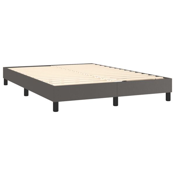vidaXL Sommier &agrave; lattes de lit avec matelas Gris 140x200 cm Similicuir
