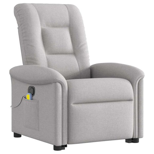 vidaXL Fauteuil de massage inclinable gris nuage tissu