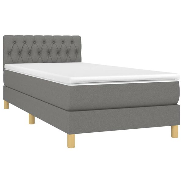 vidaXL Sommier &agrave; lattes de lit avec matelas Gris fonc&eacute; 100x200cm Tissu