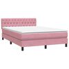 vidaXL Sommier &agrave; lattes de lit avec matelas rose 140x210 cm velours