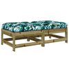 vidaXL Repose-pieds de jardin et coussins lot de 2 bois pin impr&eacute;gn&eacute;