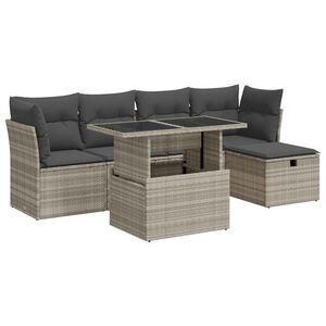 vidaXL Salon de jardin 6 pcs avec coussins gris clair r&eacute;sine tress&eacute;e