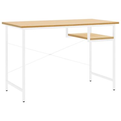 vidaXL Bureau d'ordinateur Blanc/chêne clair 105x55x72 cm MDF et métal