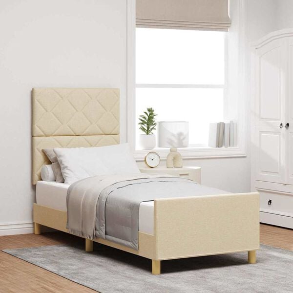 vidaXL Cadre de lit avec t&ecirc;te de lit Cr&egrave;me 80 x 200 cm tissu