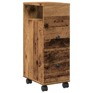 vidaXL Meuble &eacute;troit de salle de bain &agrave; roulettes vieux bois