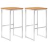 vidaXL Chaises de bar lot de 2 bois de teck solide et acier inoxydable