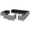 vidaXL Salon de jardin 11 pcs avec coussins R&eacute;sine tress&eacute;e Gris fonc&eacute;