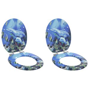 vidaXL Si&egrave;ge de toilette &agrave; fermeture douce 2 pi&egrave;ces Bleu 44 x 38 cm