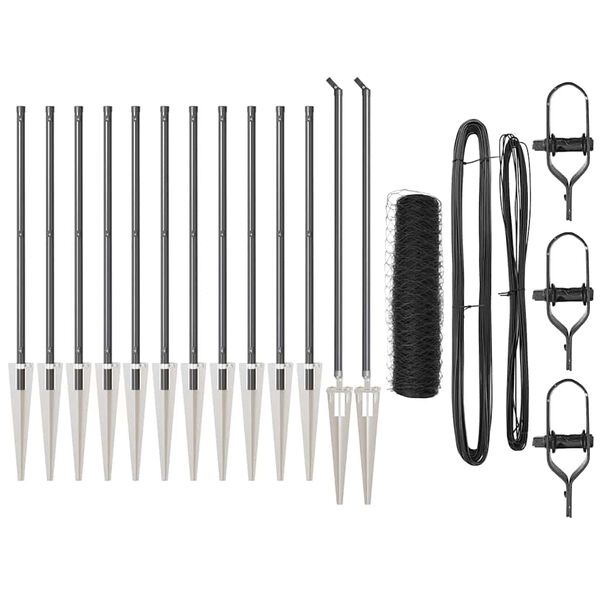 vidaXL Poteau de cl&ocirc;ture. Gris 25 x 0,5 m (maille de 36 mm) Acier