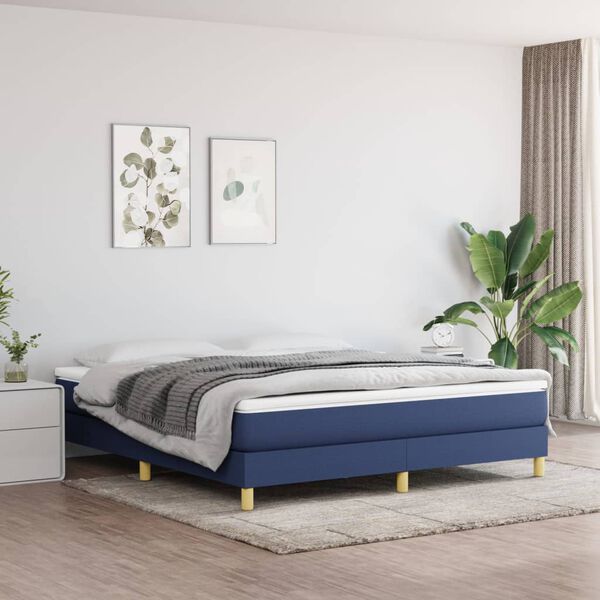 vidaXL Sommier &agrave; lattes de lit avec matelas Bleu 180x200 cm Tissu