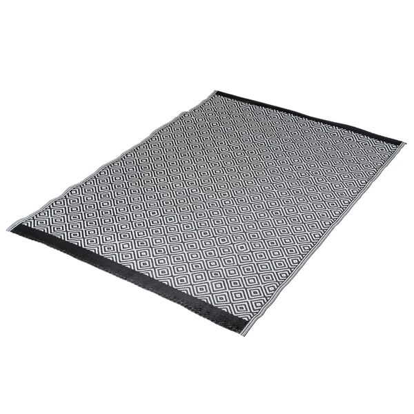 Bo-Camp Tapis d'ext&eacute;rieur Chill mat Beach 1,8x1,2 m Noir et blanc