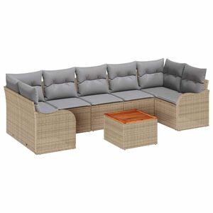 vidaXL Ensemble de canap&eacute; de jardin 8 pc Beige polyrotin