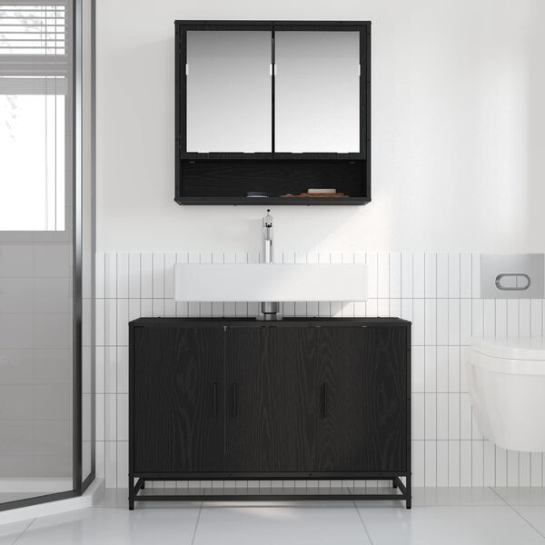 vidaXL Ensemble de mobilier de salle de bain 2 pcs Ch&ecirc;ne noir