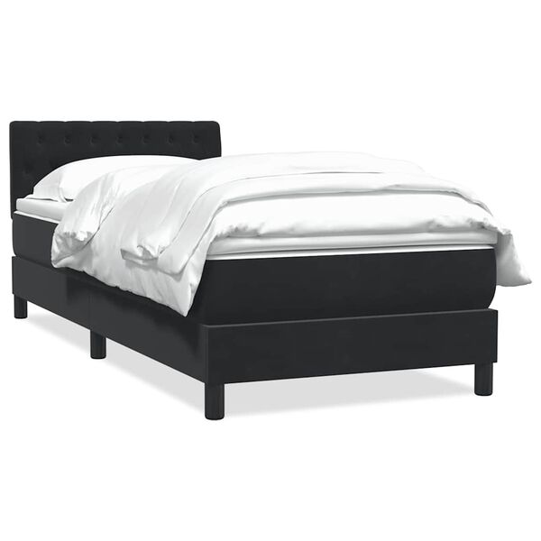 vidaXL Sommier à lattes de lit avec matelas noir 80x220 cm velours
