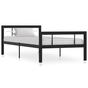vidaXL Cadre de lit sans matelas noir et blanc m&eacute;tal 90x200 cm