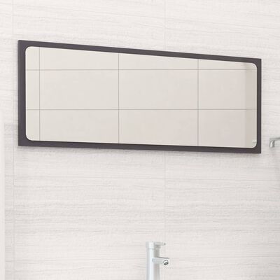 vidaXL Miroir de salle de bain Gris brillant 90x1,5x37 cm Aggloméré