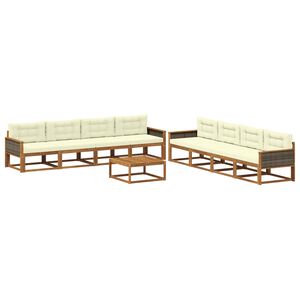 vidaXL Ensemble de canap&eacute;s d'ext&eacute;rieur 9 pcs Naturel et Cr&egrave;me