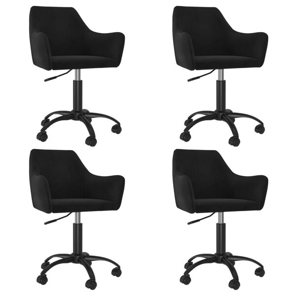 vidaXL Chaises &agrave; manger pivotantes lot de 4 Noir Velours