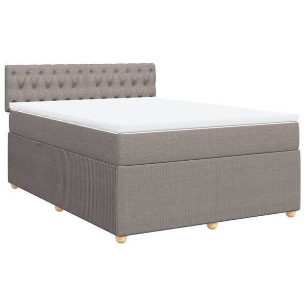 vidaXL Sommier &agrave; lattes de lit avec matelas Taupe 140x190 cm Tissu