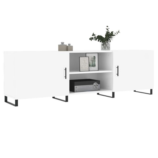 vidaXL Meuble TV blanc brillant 150x30x50 cm bois d'ing&eacute;nierie