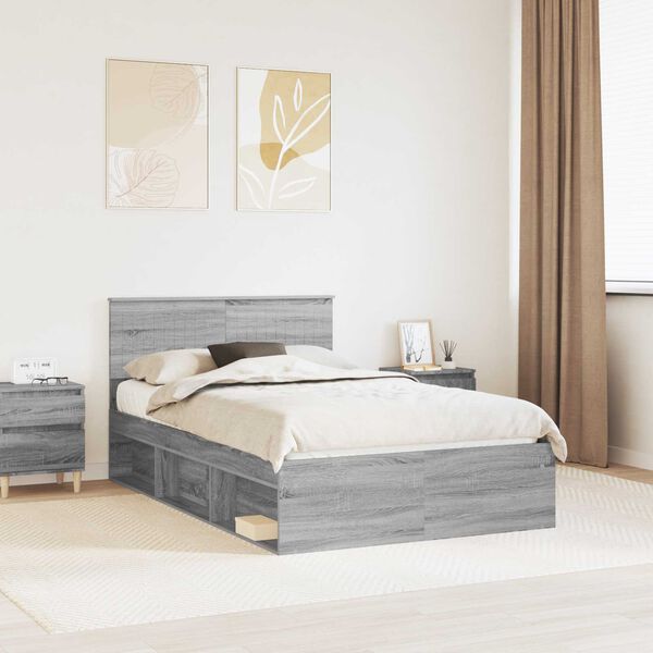 vidaXL Cadre de lit Gris Sonoma 120 x 200 cm Pin massif