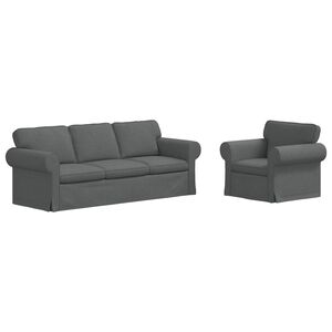 vidaXL Ensemble de Canap&eacute;s 2 pc Gris fonc&eacute; tissu
