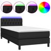 vidaXL Sommier &agrave; lattes de lit avec matelas et LED Noir 90x190cm Tissu