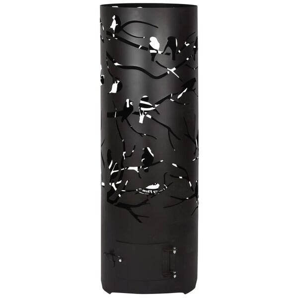 Esschert Design Baril &agrave; feu Birds on Twig Acier au carbone Noir FF409