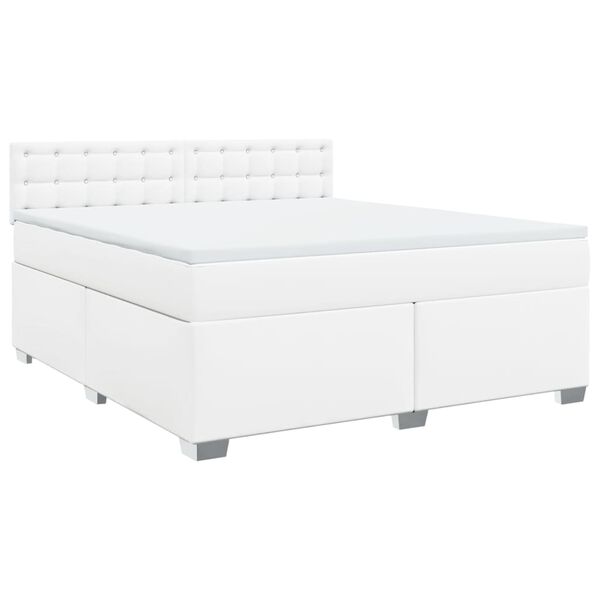 vidaXL Sommier &agrave; lattes de lit avec matelas Blanc 180x200cm Similicuir