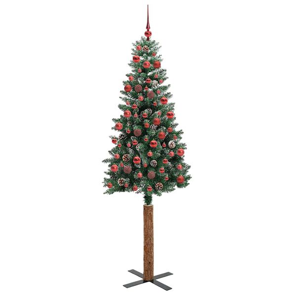 vidaXL Sapin de Noël mince avec 300 LED Vert et blanc 180 cm
