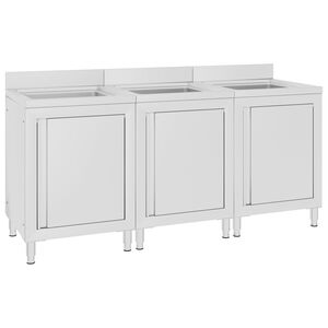 vidaXL &Eacute;viers de cuisine commerciaux 3 pcs Acier inoxydable