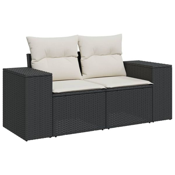 vidaXL Salon de jardin 5 pcs avec coussins noir r&eacute;sine tress&eacute;e